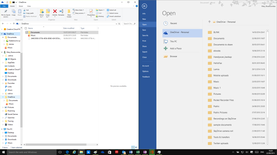 The OneDrive integration in Office 2016 is better than you get in Windows 10, but not as good as in Office for Mac