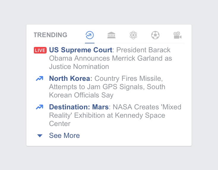 Facebook Live Trending topics