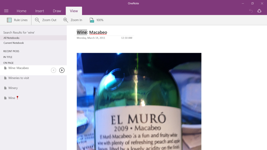 Useful features like the OneNote Mobile search are hidden away in an overly complicated interface