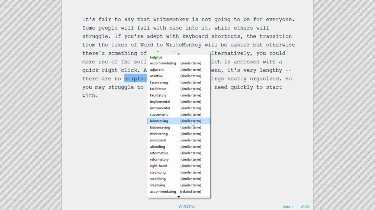 WriteMonkey look up definitions