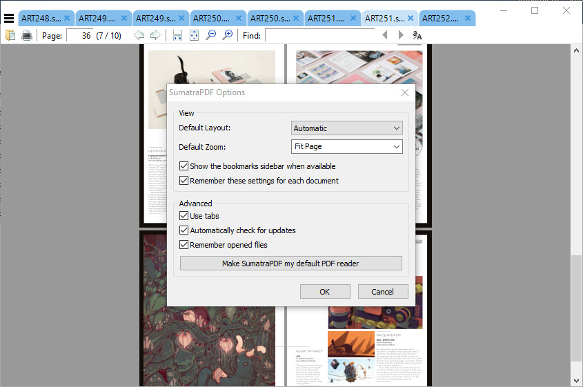 Sumatra PDF basic settings