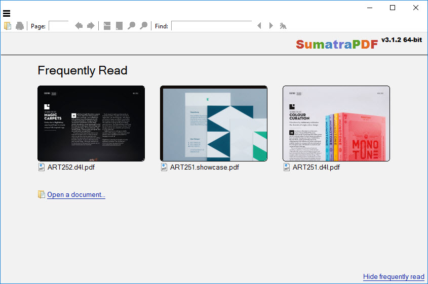 Sumatra PDF frequently read files