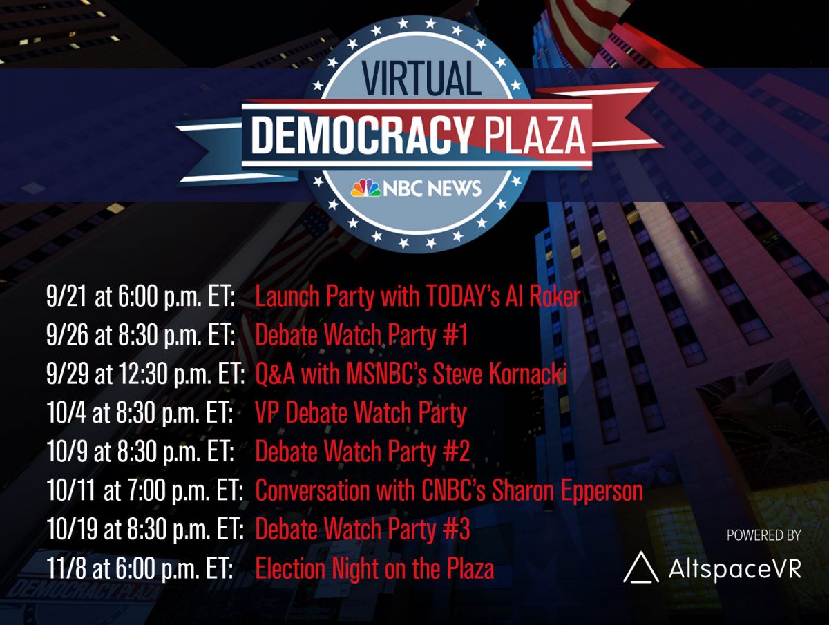AltSpace VR presidential debates schedule