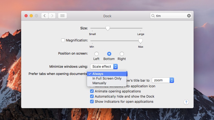 Window management in macOS Sierra