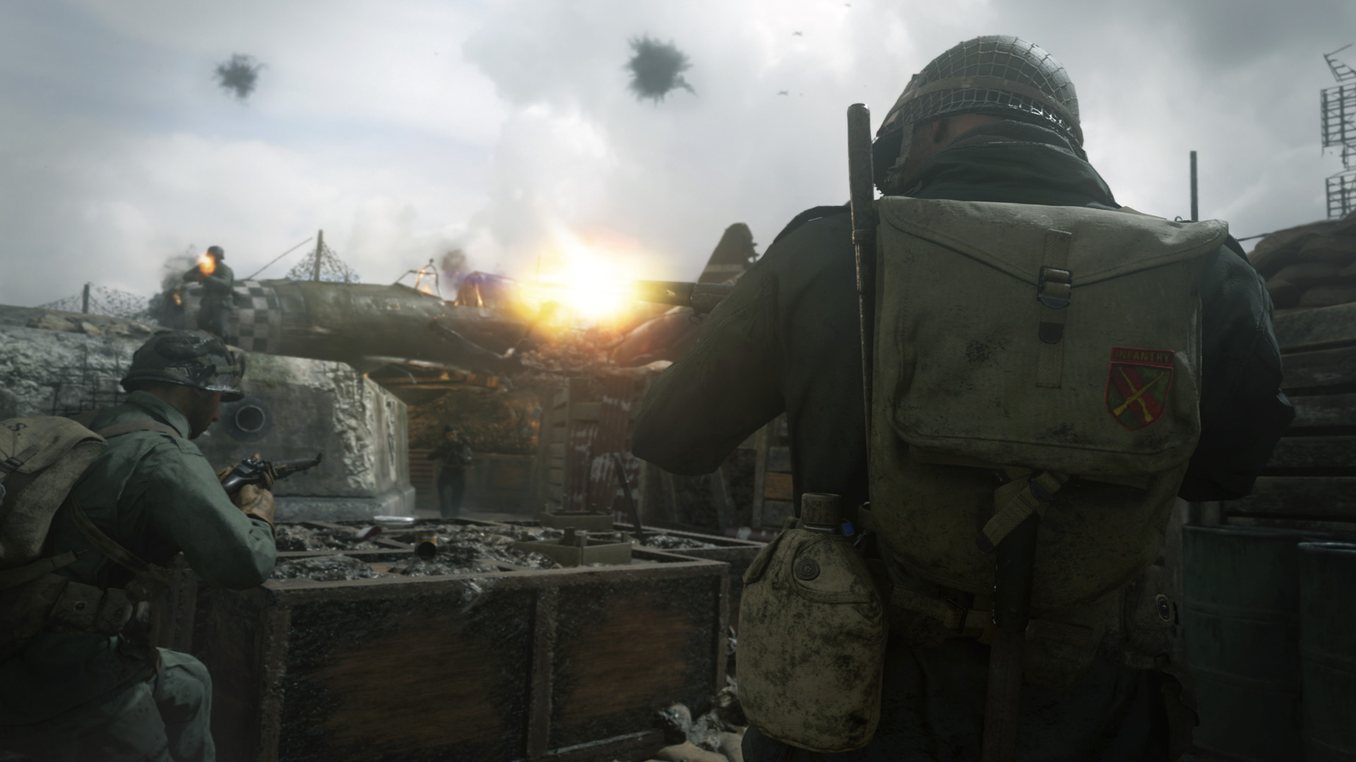 Call of Duty: WW2 soldiers firing in battle