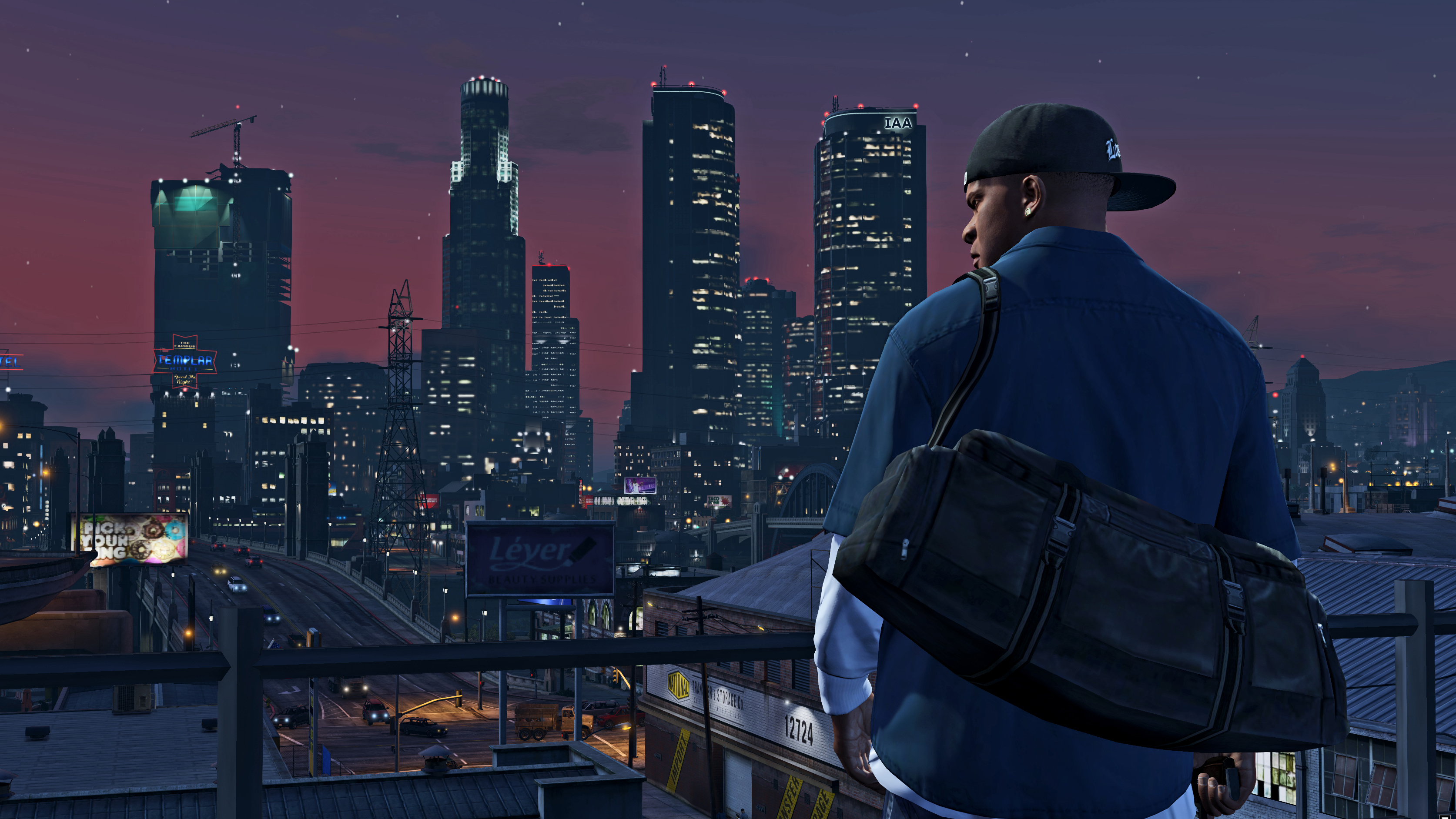 GTA 5 PS5 and Xbox Series X Franklin with city backdrop