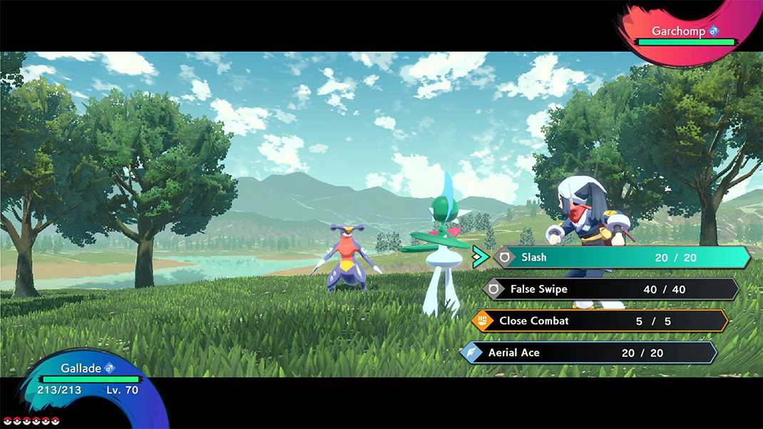 Pokémon Legends: Arceus a screenshot of the game's battle UI