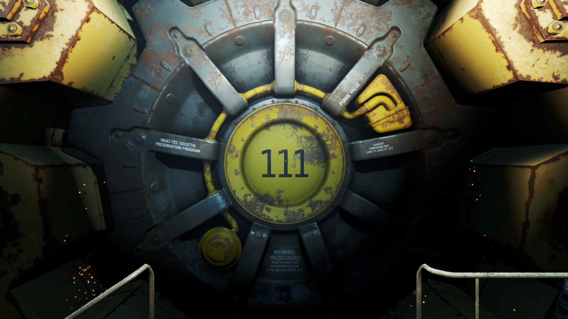Fallout 4 vault door with '111' written onit