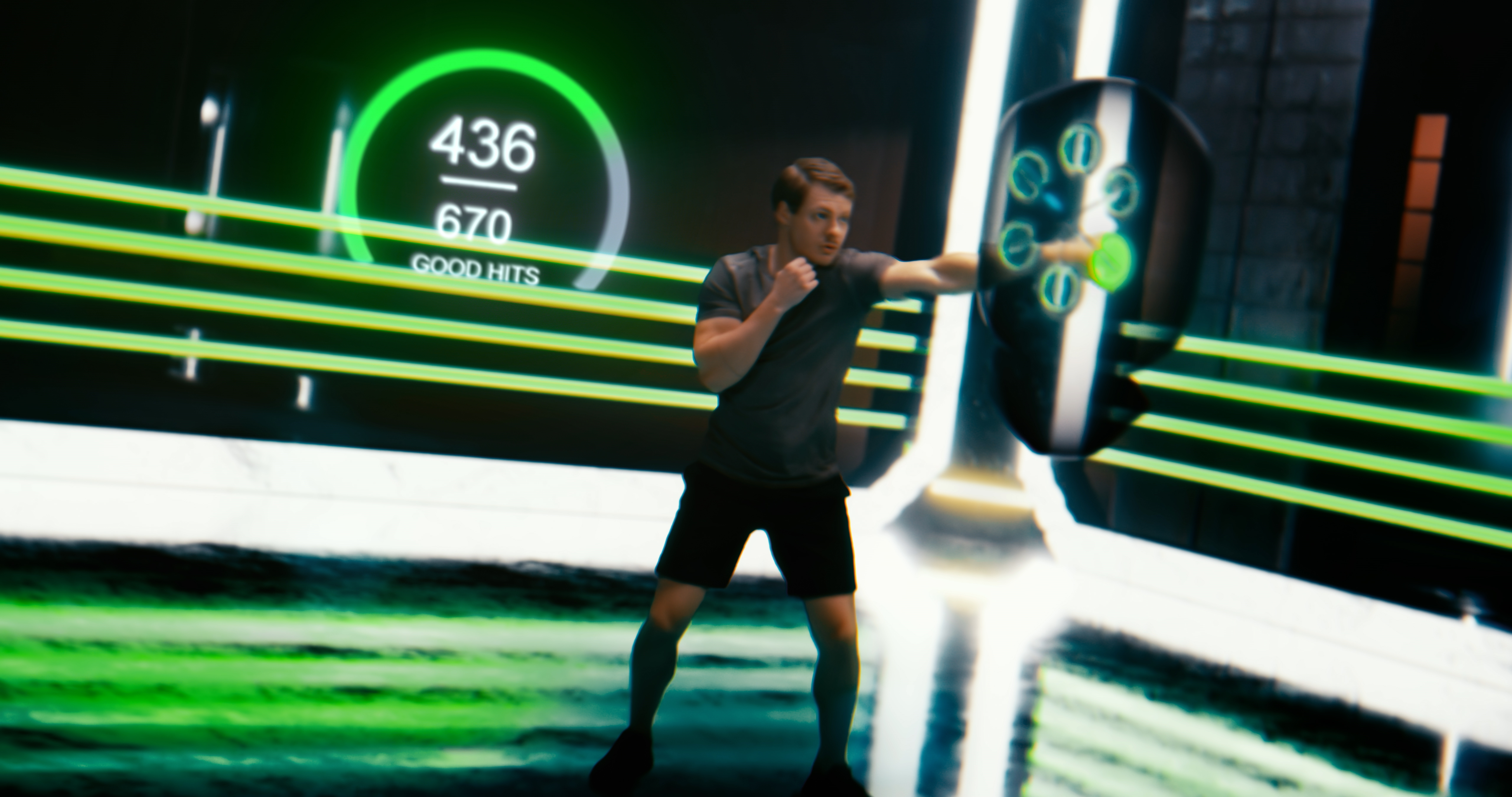 A user working out in the Metaverse with Liteboxer